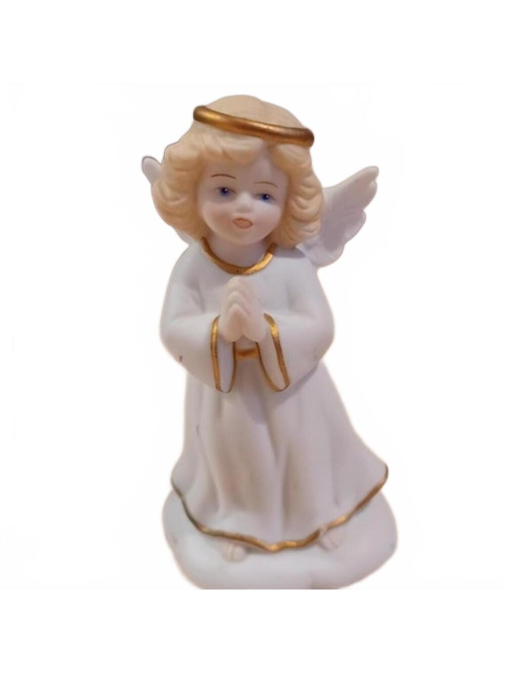 Vintage 1996 Bisque Porcelain Golden Blessing Girl Angel